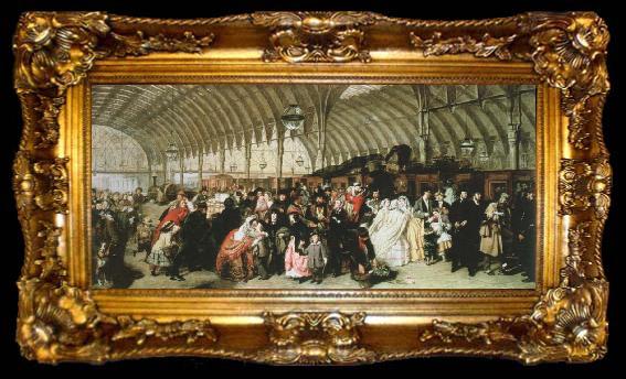 framed  William Powell  Frith the railway station, ta009-2